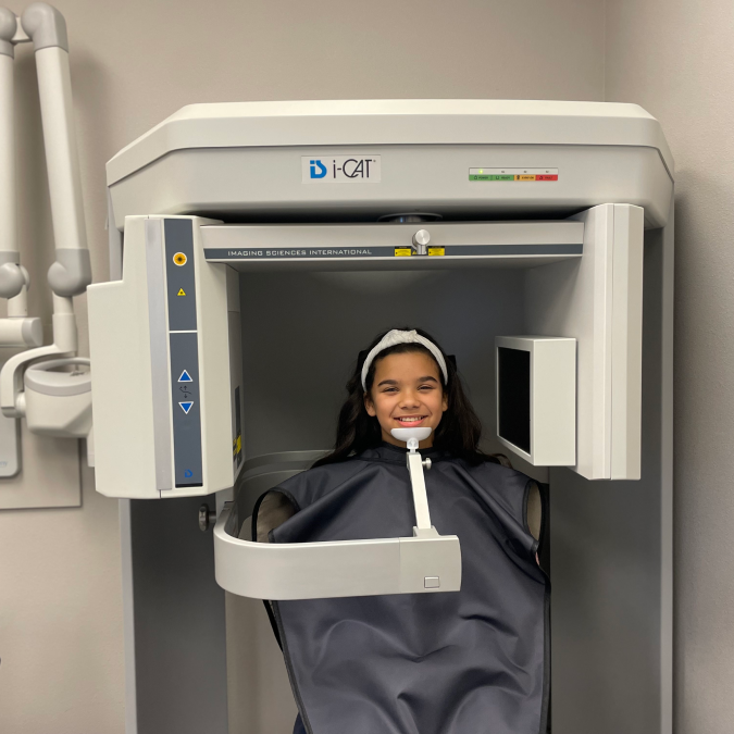 Young girl having scan done